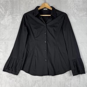 Miu Miu Black Button Up Shirt Pleated Cuffs Italy Made Designer Blouse Size 42